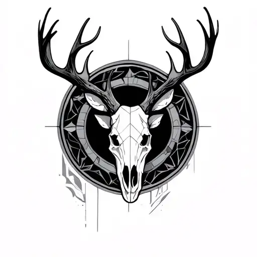 Geometric Deer Skull Circle
