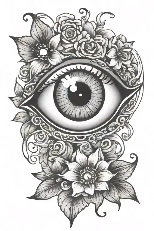 Evil Eye With Flowers And A Name Written