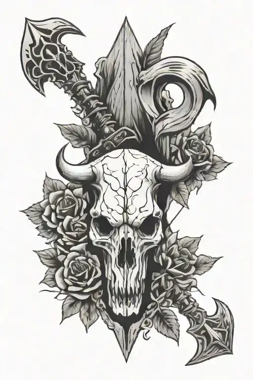 Arrow With Western Cow Skull