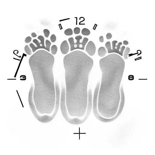 Three Baby Footprints With Clocks