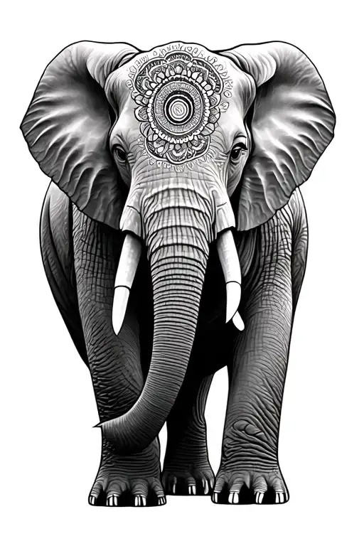 Realistic Elephant With Mandala Design Incorporating