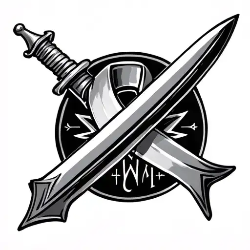 Cancer Ribbon With Dagger