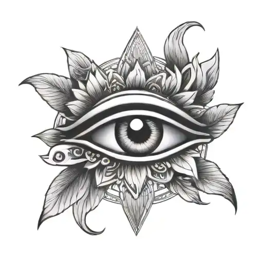 The Eye Of Horus And Lotus Flower Blooming