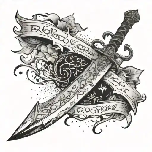 Broken Lotr Sword With Text Until The End In Elvish