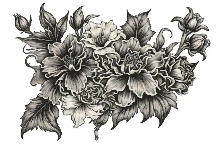 Marigold And Larkspur Wrap Design Dainty Flower