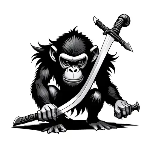 Asian Evil Monkey With Swords
