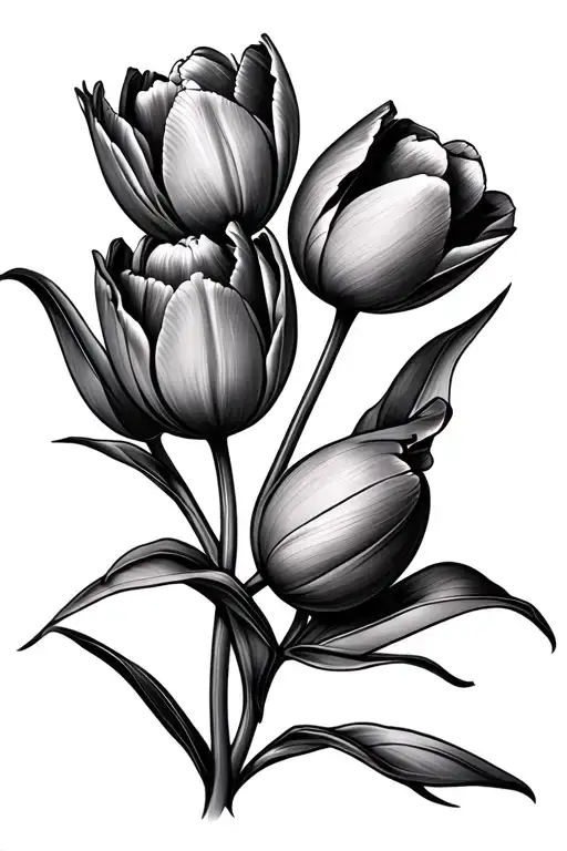 Cardinal With Tulips