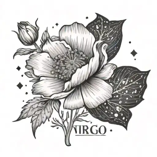 Virgo Constellation With Poppy Flower And The Name Amalia Bloom