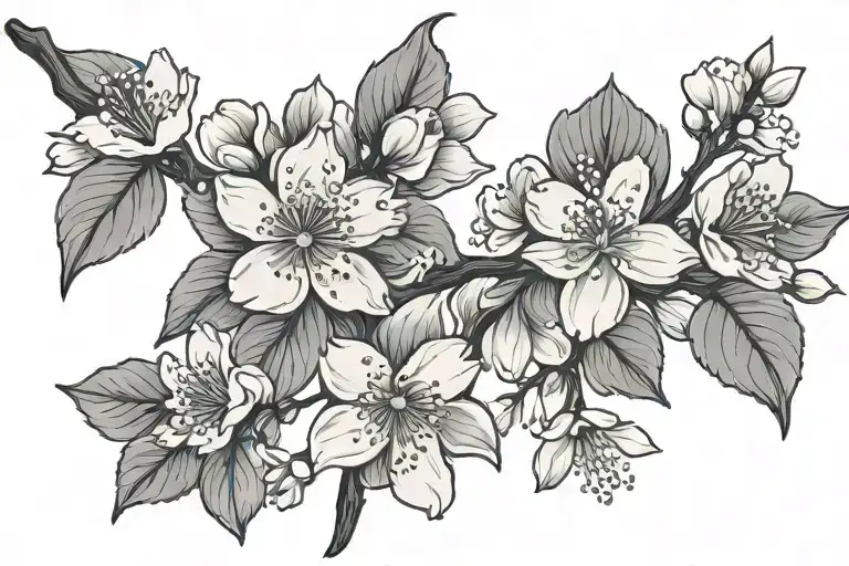 Cherry Blossom With Breast Cancer Ribbon Intertwined