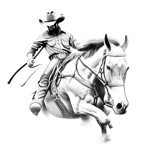 A Cowboy Riding A Horse With A Police Badge On His Chest