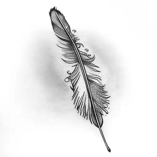 Feather With A Heart Shape Inside Of It