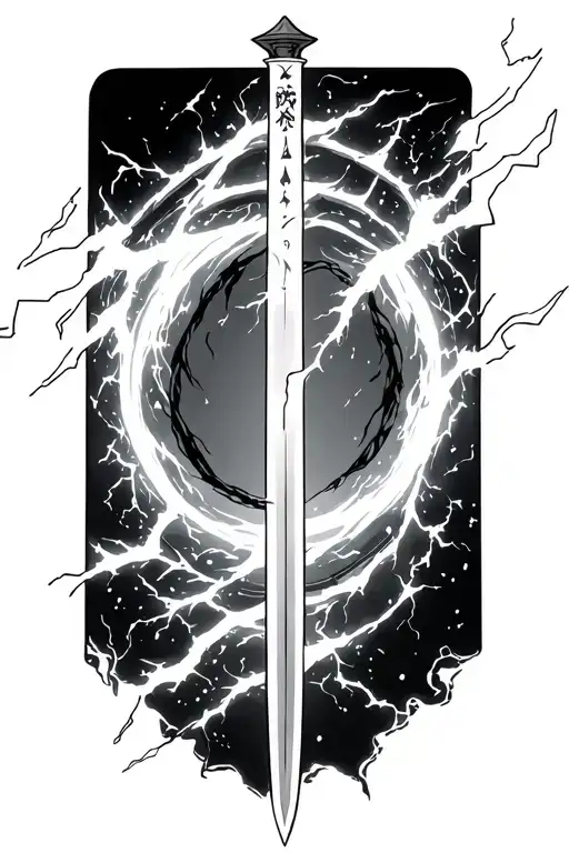 Magic Cirlce With A Lightning Katana Blade