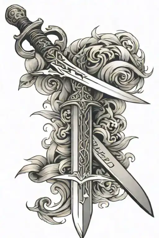 Large Sword With Writing On The Blade