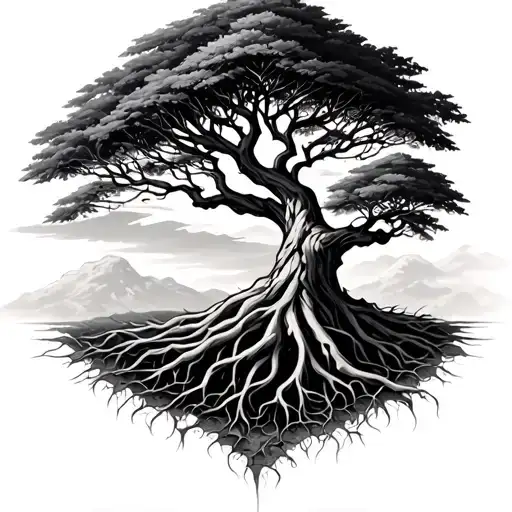 Tree Of Like With Roots Coming Out Of Africa