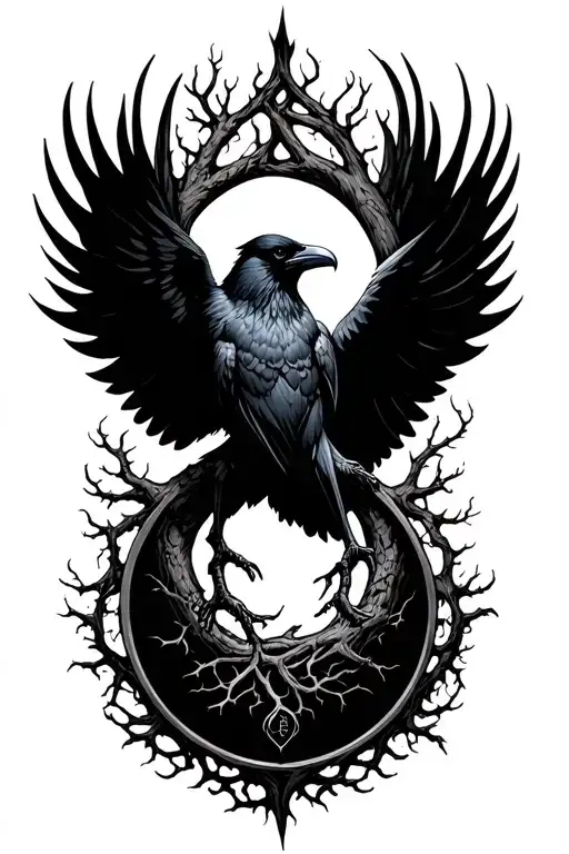Raven And Norse Tree Of Life