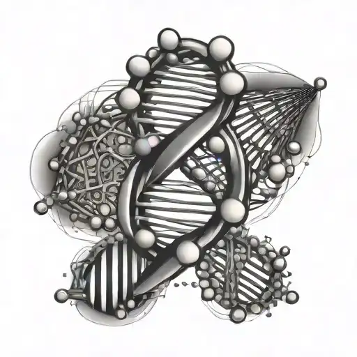 Diagram With Dna Chain And Chemical Chain Of Serotonin