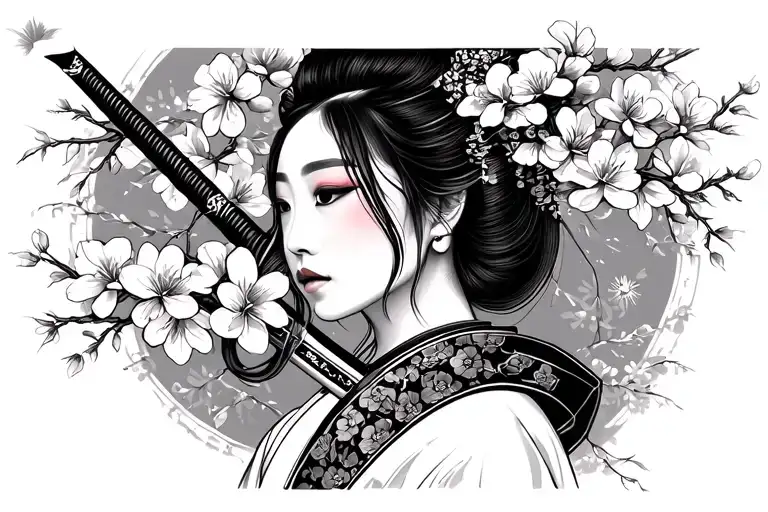 Geisha Katana Cherry Blossoms