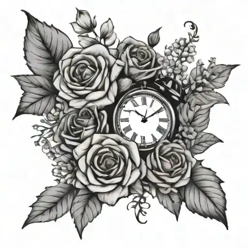 April And November Birth Flower Bouquet With Clock