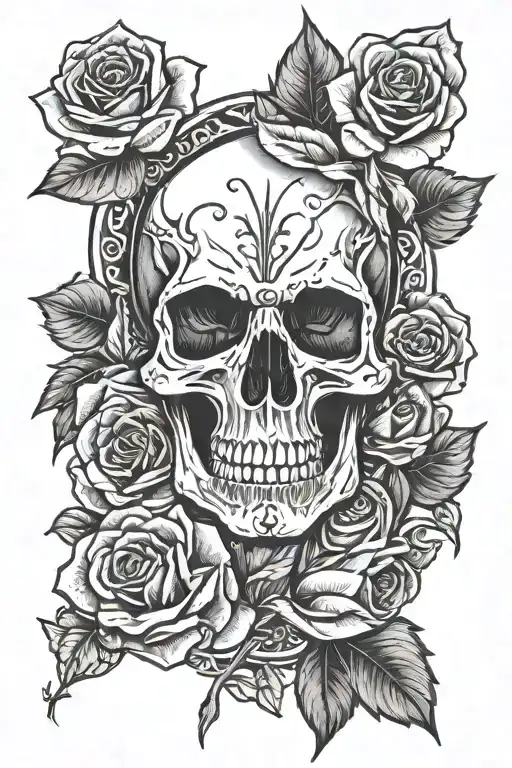 Skull Hand And Rose