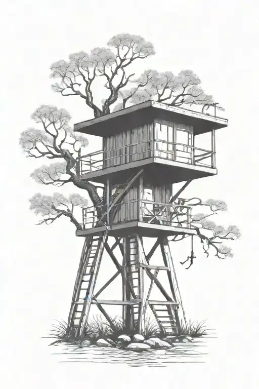 Los Angeles Lifeguard Tower In A Large Tree