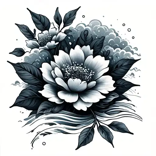 Meaningful Script With Flower And Ocean Waves Crashing