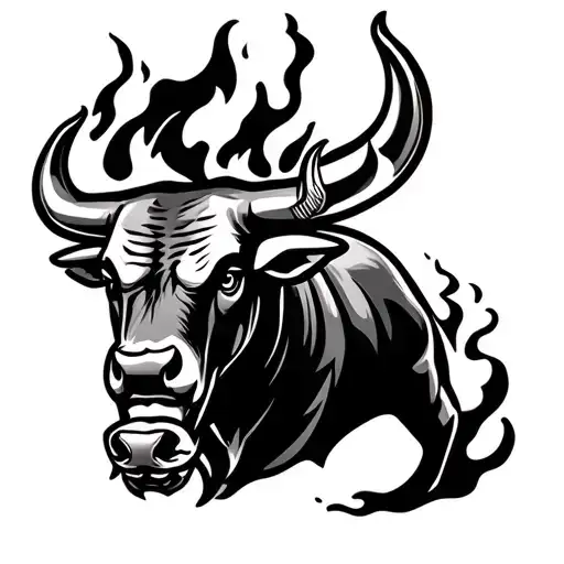 Bulls Logo On Fire Surrounded