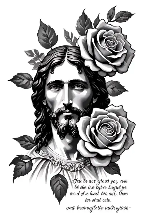 Bible Verse With Rosses And Jesus
