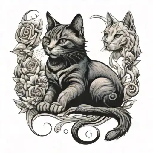 Cat Tattoo Made Of Cats