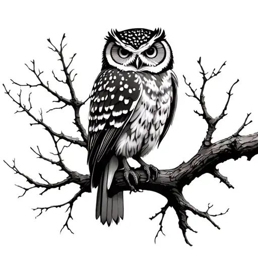 Owl Perched On A Tree