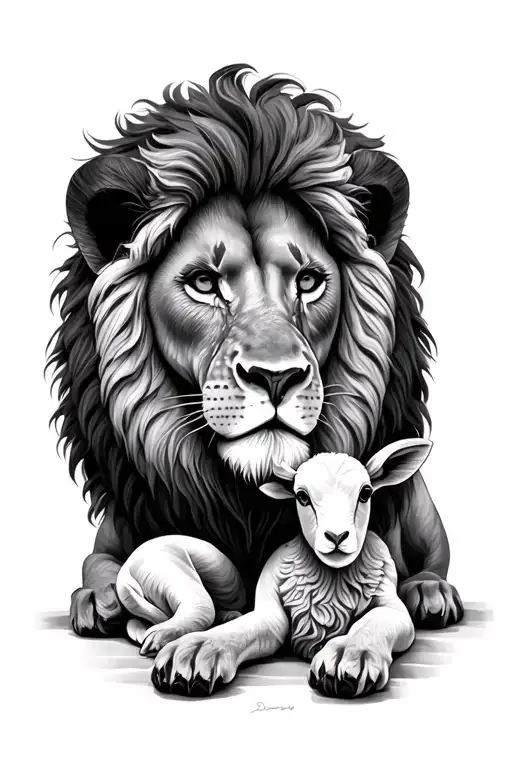 Lion Laying With Lamb