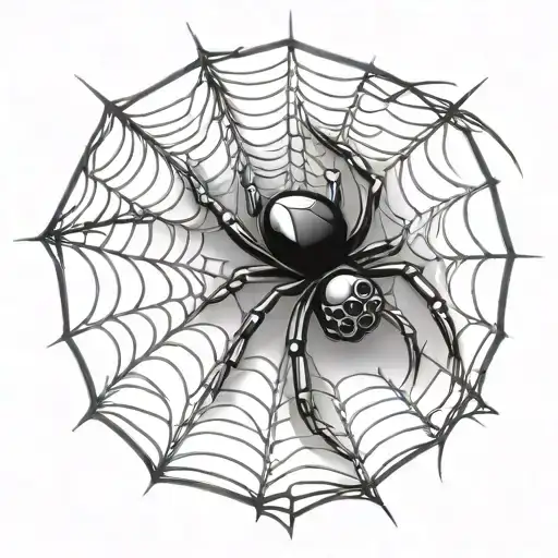 Spider Web Black Widow Traditional Tattoo Design