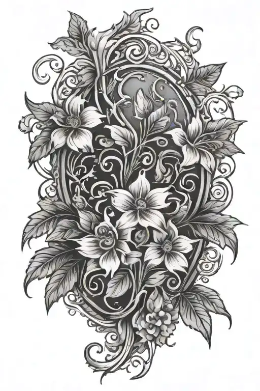 Floral Chest Design With Vines