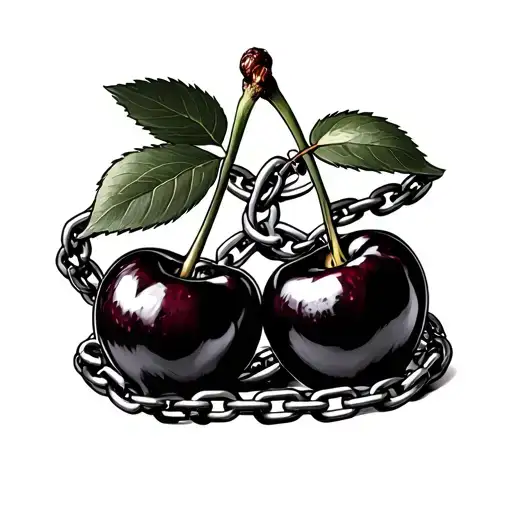 Two Cherries Wrapped By Chains