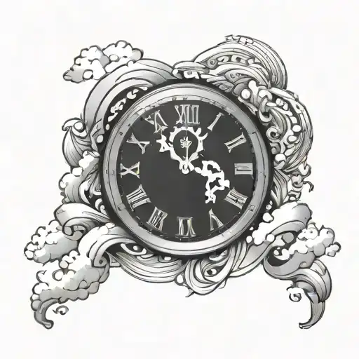 Shading Of Clouds With Roman Numerals Inside Wrapped Around Wrist