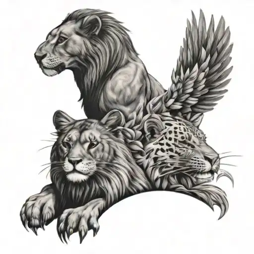 With Lion And Cat And Duck