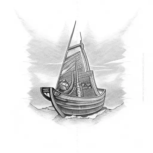 Viking Ship In Nordic Landscape Half Sleeve