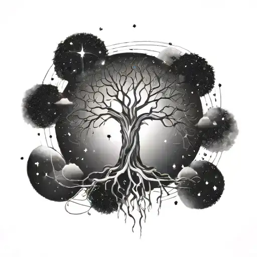 A Tree Rooted On Your Foot Reaching Up To A Constellation On Your Head