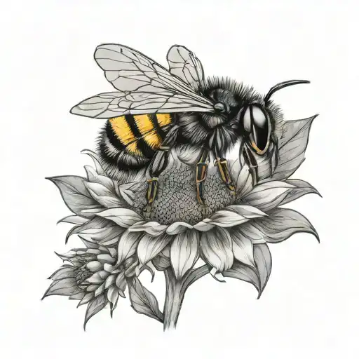 Bumble Bee Holding A Sunflower Seed