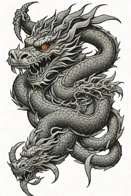 Some Korean Symbols That Is Written Downwards With A Dragon Wrapping Around Them