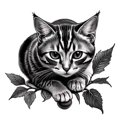 Cat Crawling On Hazelnut Tree