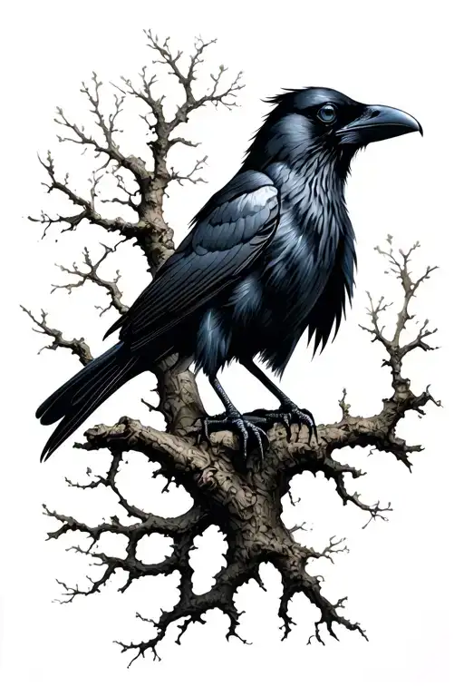 Raven In A Tree