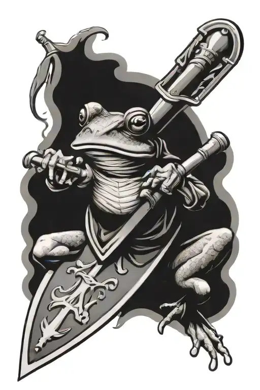 Frog Crusader With Sword And Shield Cross Royalty