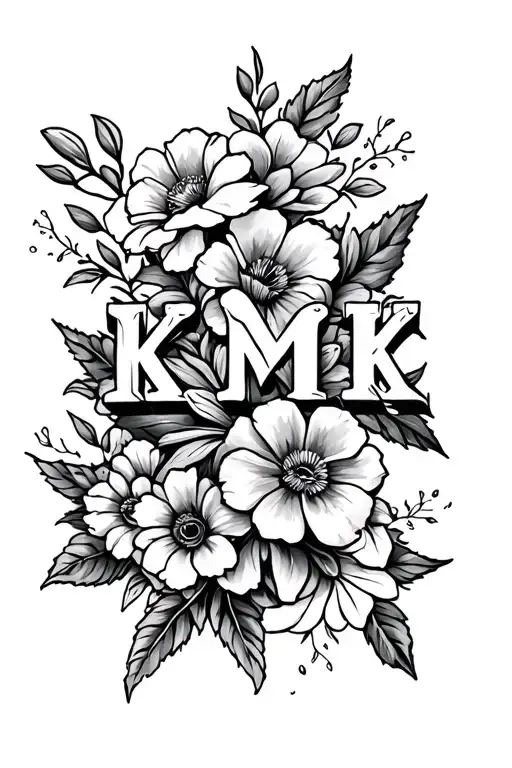 Kmk Letters Incorporated Into The Floral