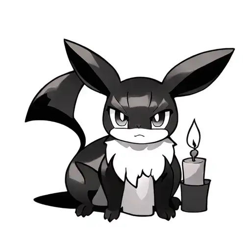 Pokemon Umbreon Sitting With Eevee And Lit Candle