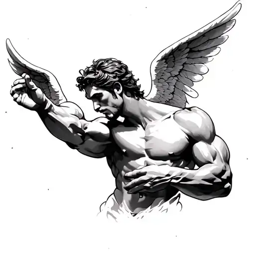 Muscular Male Angel Arms Outstretched