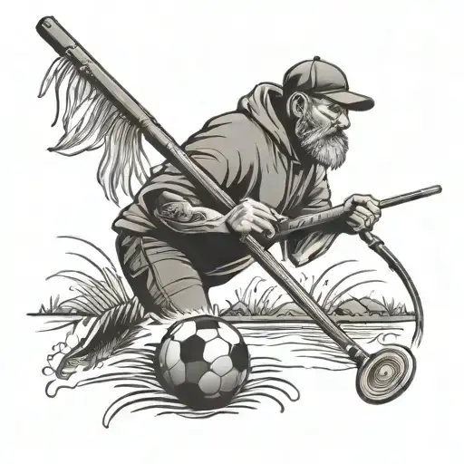 Football Feild Fishing Pole Dad