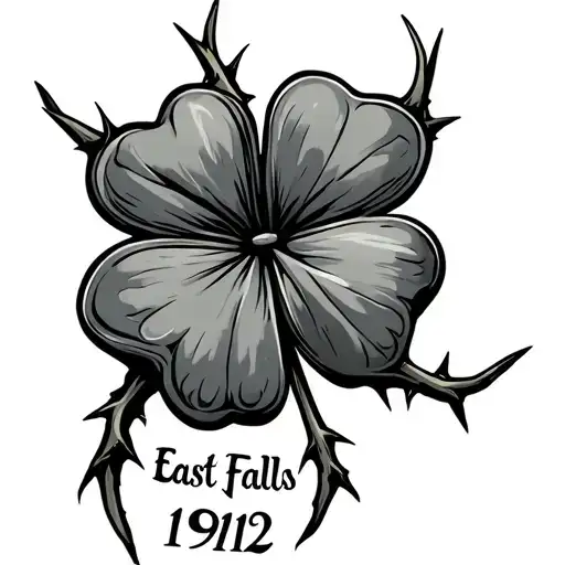 4 Leaf Clover With East Falls 19129 Written On It With Thorns Around
