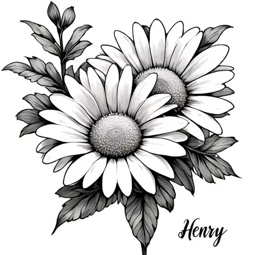 Daisy Flower With Henry Written In Elegant Script