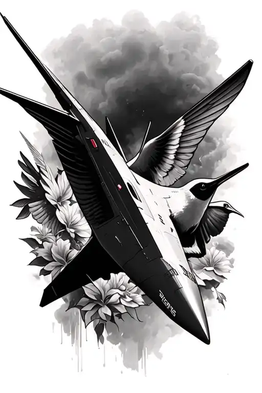 Lockheed Sr-71 Airplane And Humming Bird