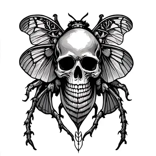 Death Moth Traditional Style Tattoo Skull On Back